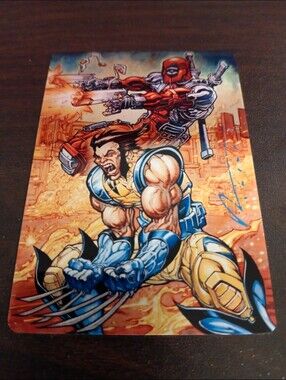 Deadpool Wolverine Metal Card Signed by Chad Hardin With COA